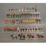 66 mixed and unboxed  hand painted metal soldier figures together with four horses, including
