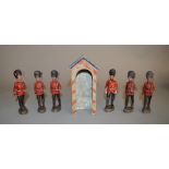 6 vintage 'Elastolin' composition Guardsman figures, approximately 10.5cm tall,  together with a