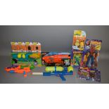 A mixed lot which includes; A Original Super Soaker gun by Larami, Spiderman, Nerf Gun, minions