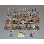 45 unboxed metal soldier figures, various, including Indian military, mounted on plinths. (45)