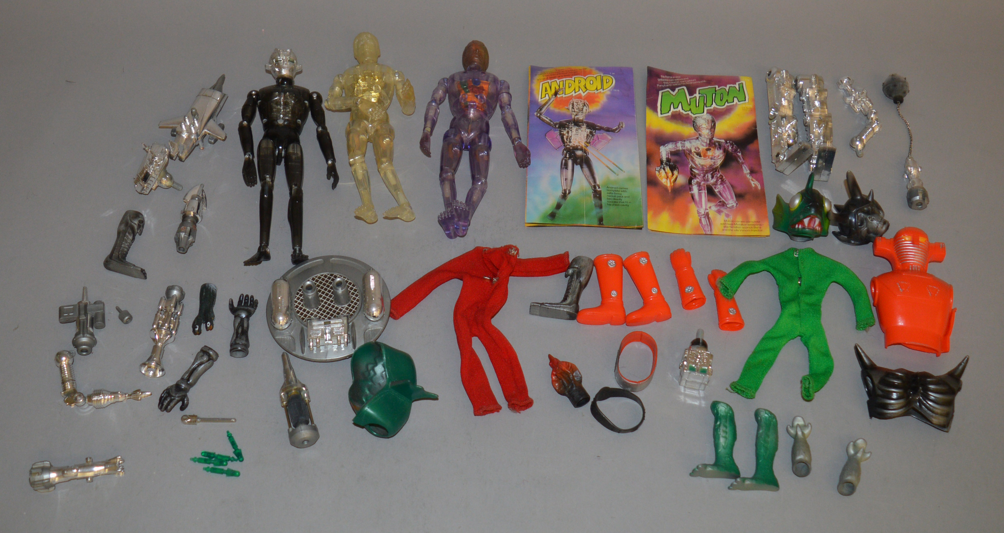 3 unboxed 'Muton' action figures, by Denys Fisher Toys, including Android and Cyborg, together