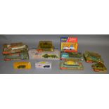 11 boxed Dinky Toys, mostly military and aircraft models, including 666 Missile Erector Vehicle, 683