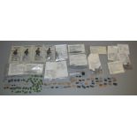 A small quantity of white metal waterline ships, military vehicles and  figures by Skytrex, Navwar