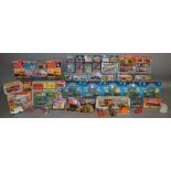 54 mostly boxed and carded Matchbox diecast models from various ranges including 'Rough Riders', '