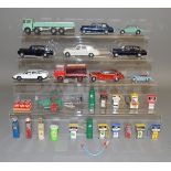 10 unboxed diecast models by Dinky and also from the Tri-ang Spot On range, with varying degrees