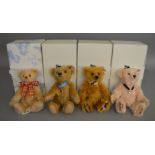 4 boxed Steiff Collectors Bears - Celebration', 'Sebastian', 'Queens 90th Birthday' and  'MBI Year'.