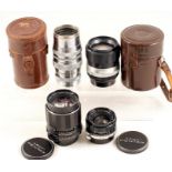 A Group of Pentax M42 Screw Mount Lenses. Comprising a rare, chrome Asahi Kogaku Tele-Takumar