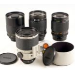 Group of Four Canon Fit Mirror Lenses. Comprising Opeka 500mm f8 with EOS T-mount; Centon 500m f8