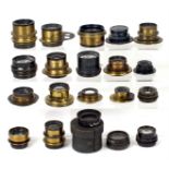 A Good Group of Brass Bound & Other Lenses. To include examples by Carl Zeiss, Ross and others,