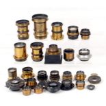 An Interesting Group of Brass & Others Lenses & Shutters. To include examples from Rouch, B&L Tessar