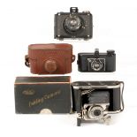 Nova & Two Other Miniature Cameras. To include Nova in case, (condition 5F) Milbro folding 'Yen'