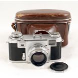 Zeiss Ikon Contax IIa with Sonnar f2 5cm Lens. (condition 4/5F) with case. (From the Bob White