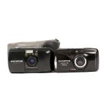 Olympus Mju I and Mju II Zoom 80 Compact Cameras. (condition 5/6F). (Cabinet F)