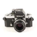 Chrome Nikon F2 Photomic Camera with Nikkor 50mm f2 Pre Ai lens. (condition 5F) . (Cabinet H)