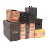A Box of Box Cameras, Some Boxed. Comprising a Murer's Express Newness, Ensign Model B Junior in