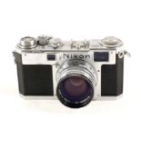 Nikon S2 Rangefinder Camera with Nikkor S C 5cm f1.4 Lens. Camera #6161580 (some wear to chrome,