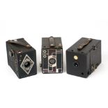 Kodak Beau Brownie and Two Other Box Cameras. To include a side-loading Ensign model. (From the