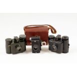 Group of Three Sub-Miniature Cameras. Early (metal) Sida with case, later (plastic) Sida and a UK