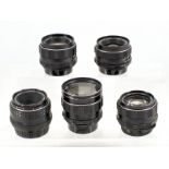 Group of Five Pentax Lenses for Spares or Repair. Comprising Super Takumar 50mm f1.4 (slight