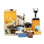 A Good LOMO Microscope Outfit & Accessories. Comprising microscope with standard and binocular (