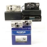 Olympus XA & Mju Compact Cameras. Comprising black XA in presentation box (condition 5F); uncommon