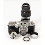 Chrome Leica IIIc Rangefinder Camera #386765. (condition 6F) with Summaron 5cm f2, focus and