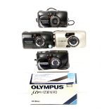 Four Olympus Mju & Stylus Compact Cameras. Comprising 2x Mju Zoom 140, a Mju zoom 105 and a Stylus