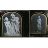 Two Stereo Daguerreotypes of Statues, Napoleonic Soldiers at Rest & a Nymph or Goddess. Former has a