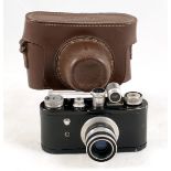 Black Corfield Periflex 1 Camera. (condition 5F). With Lumar-X 50mm f3.5 lens. #3434. With torpedo