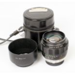 Uncommon Minolta Rokkor PF 85mm f1.7 Portrait Lens. (condition 4/5F) with correct hood and case. (