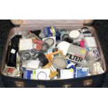 Large Suitcase of Lens Filters & Stepping Rings etc. Multiple sizes, makers and conditions. (On