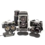 Mamiya C33 Professional TLR Outfit & Pentax 35mm Cameras. Comprising C33 body with 80mm f2.8 lens (
