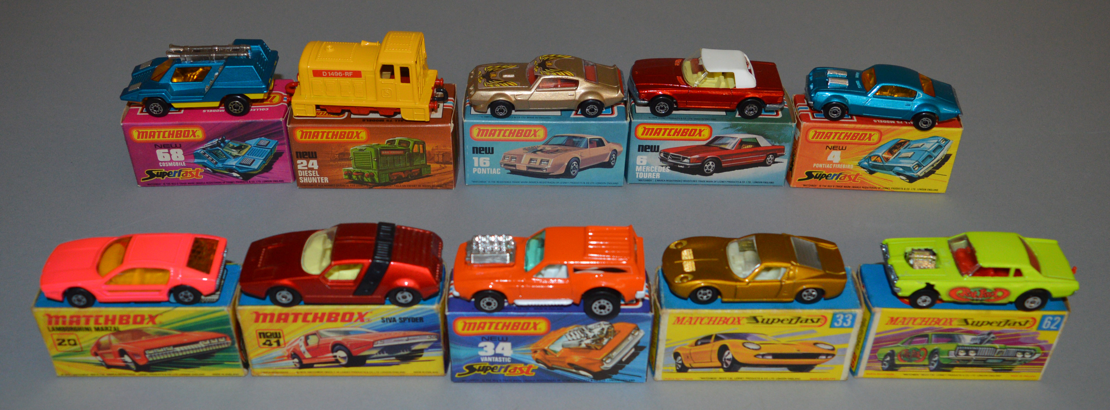 10 Matchbox Superfast diecast models including 4, 6, 16, 20 Lamborghini Marzal, 24, 33, 34, 41