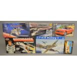 6 boxed model kits, including Moonraker Spaceship by Airfix, Star Wars X Wing Fighter by Ertl all