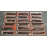 OO Gauge. 17 boxed B.R. maroon Coaches of various types by Lima together with a Lima maroon Van,