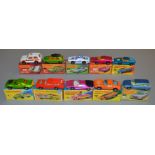 10 Matchbox Superfast diecast models including 3 Monteverdi Hai, 7, 9, 12, 20, 34, 39 Clipper, 65,