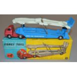 A boxed Corgi 1110 Bedford S Type Carrimore Car Transporter, scarce version with cerise cab and blue