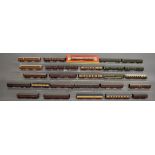 OO Gauge. 2 unboxed twin rail car sets - Hornby Southern Railway and a Bachmann green BR set