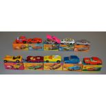 10 Matchbox Superfast diecast models including 1 Mod Rod, 9, 14 Mini Ha-Ha, 21, 39 Rolls Royce, 45