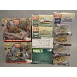 9 War related diecast models mostly by Corgi, this lot also includes 2 dioramas, includes some