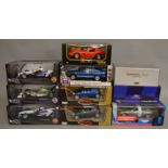 10 1:18 scale diecast models, including; Hot Wheels Racing, Burago etc, all models are boxed (10).