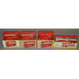 4 boxed Dinky Toys including three variants of the 289 Routemaster Bus - 'Tern Shirts', 'Esso Safety