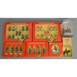 7 boxed Britains soldier figure sets including #7204 Royal Marines Drums and Bugles, #7306 US Army