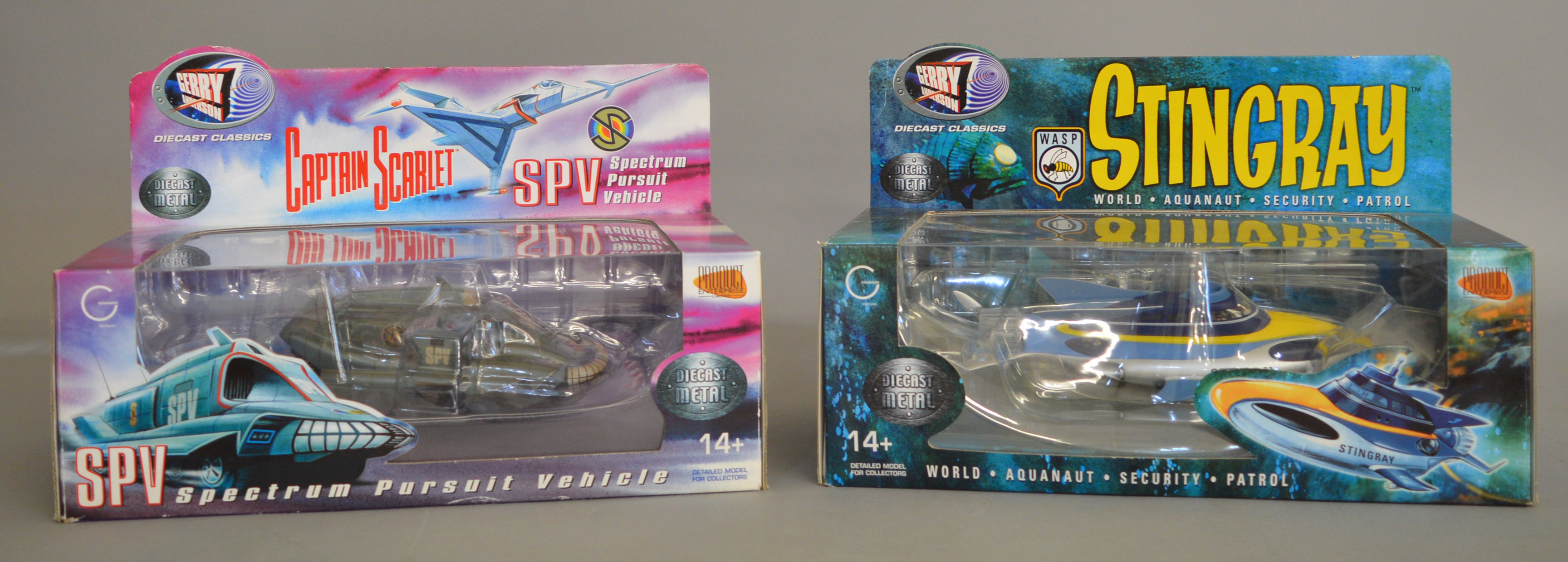 2 Gerry Anderson related diecast models by Product Enterprise, 'Stingray' and 'Captain Scarlet