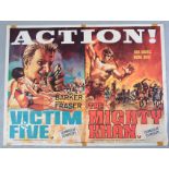 Collection of fifteen vintage British Quad film posters - "Victim Five/ The Mighty Khan" UK double-