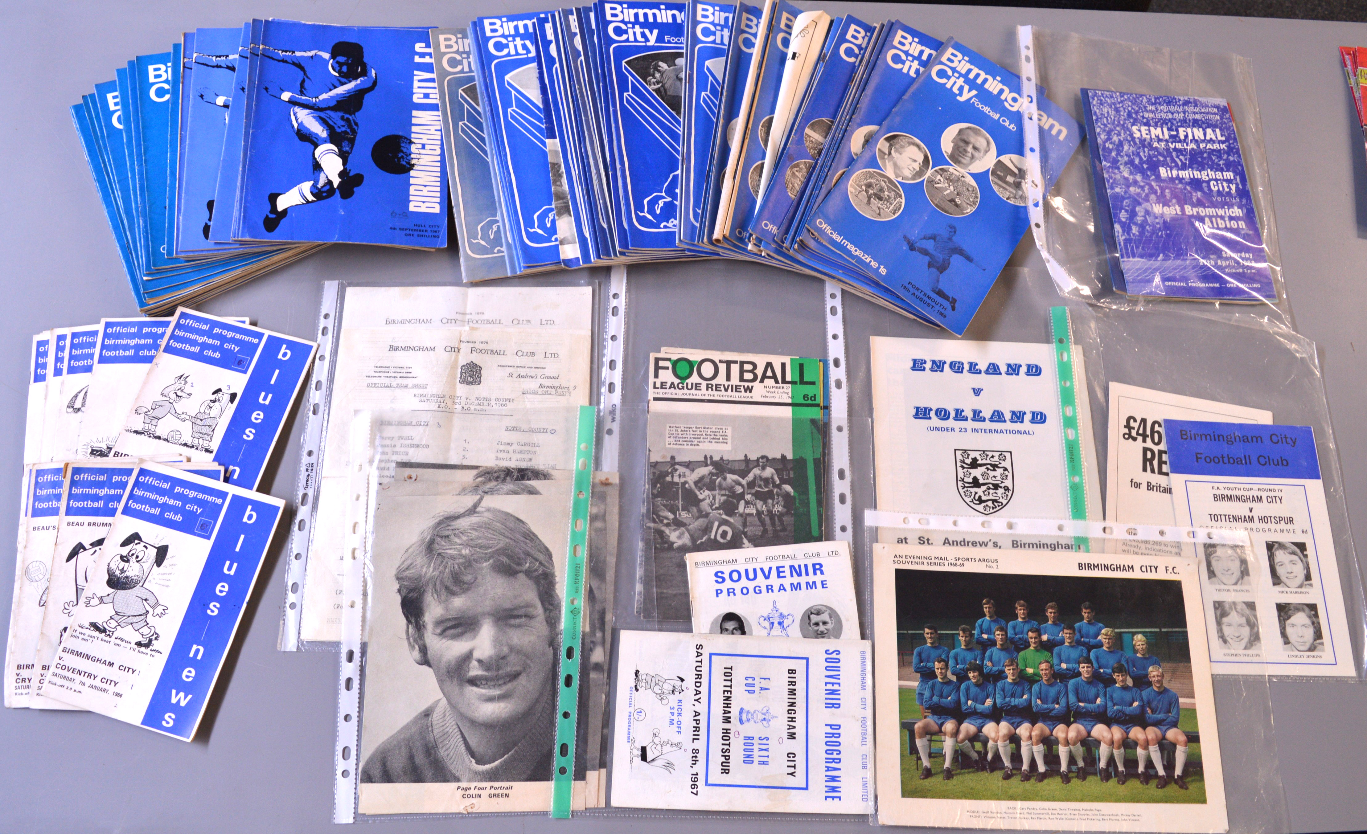 A collection of Birmingham City football programmes, approximately 82 between September 1967 and