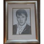 Elvis Presley original portrait pencil drawing by Tommy Lafferty signed and dated 2003 mounted and
