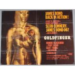 Goldfinger (1964) James Bond original first release British Quad film poster picturing Sean