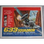 633 Squadron Original linen backed British Quad film poster from 1964 starring Cliff Robertson,