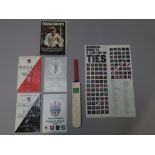 Cricket and Rugby lot including Mike Gatting small N Power signed cricket bat and rugby programmes